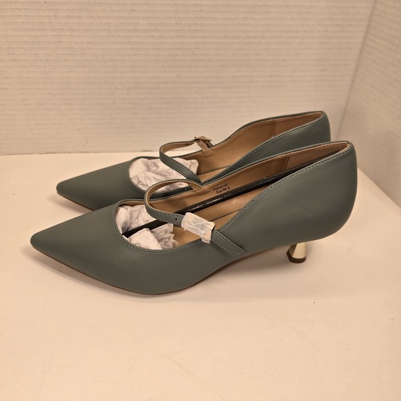 Journee Collection Womens Sage Green Pointed Toe Kitten Heel Mary Jane Size 9 - Picture 3 of 6